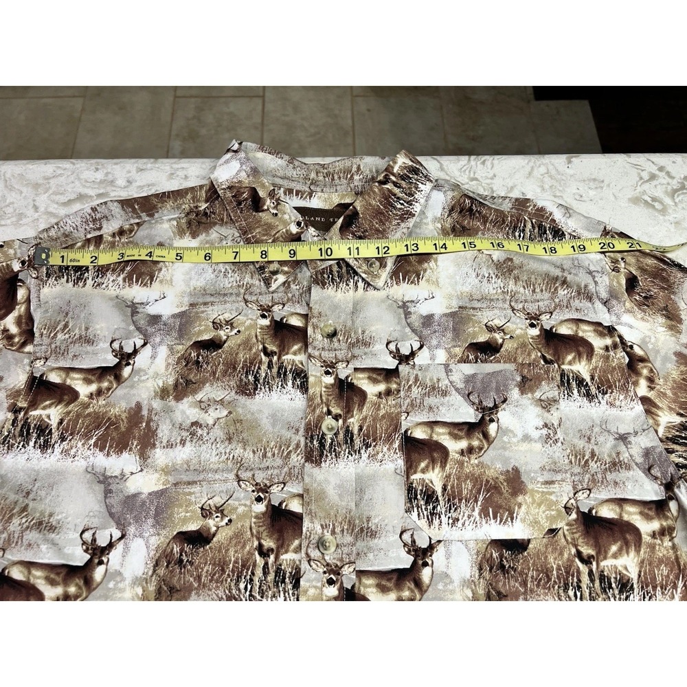 Woodland Trail Deer Buck All over Print 100% Cotton Hunting Casual Shirt XL - Picture 5 of 7